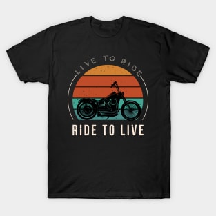 Live To Ride Vintage Motorcycle Biker T-Shirt